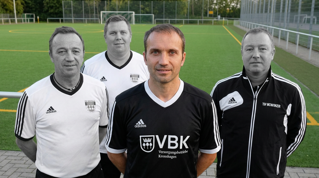Trainer spricht mit Fußballspielern am Spielfeldrand