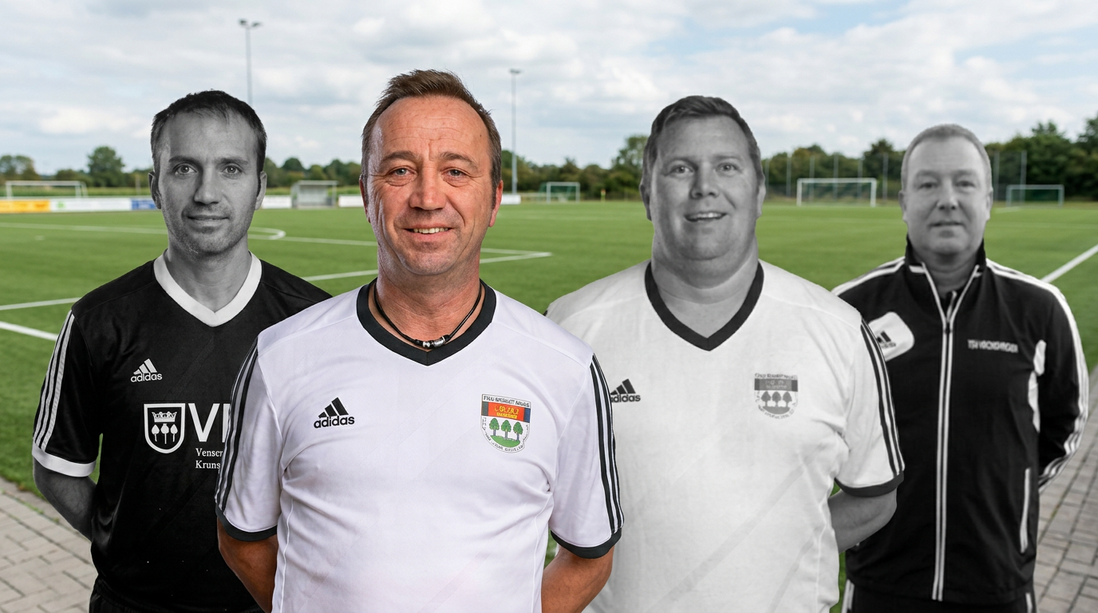 Fußballtrainer mit Pfeife beim Training