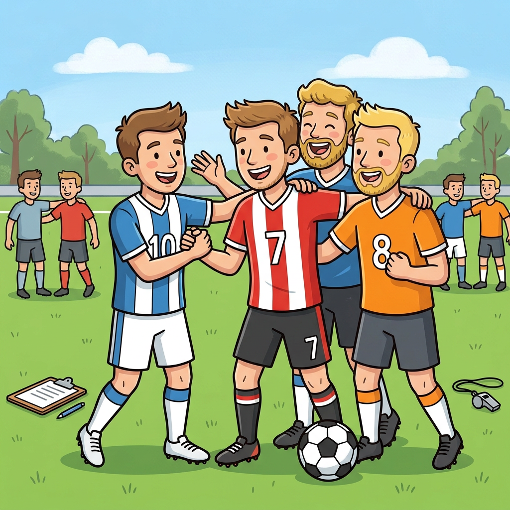 Fußballmannschaft im Mannschaftskreis