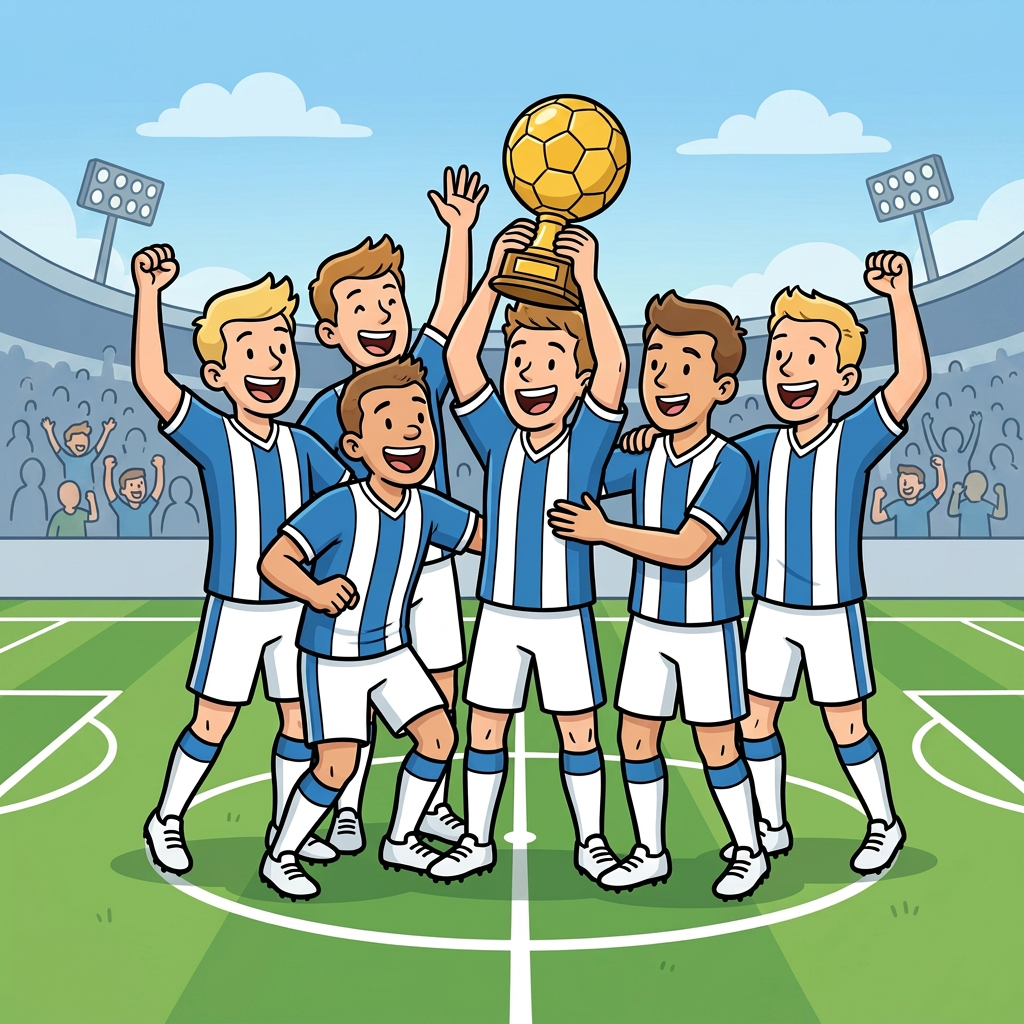 Fußballteam in einer Reihe vor dem Spiel