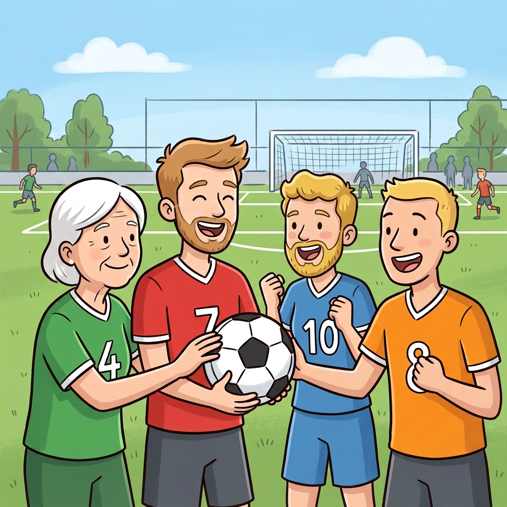 Fußballmannschaft im Kreis vor dem Spiel